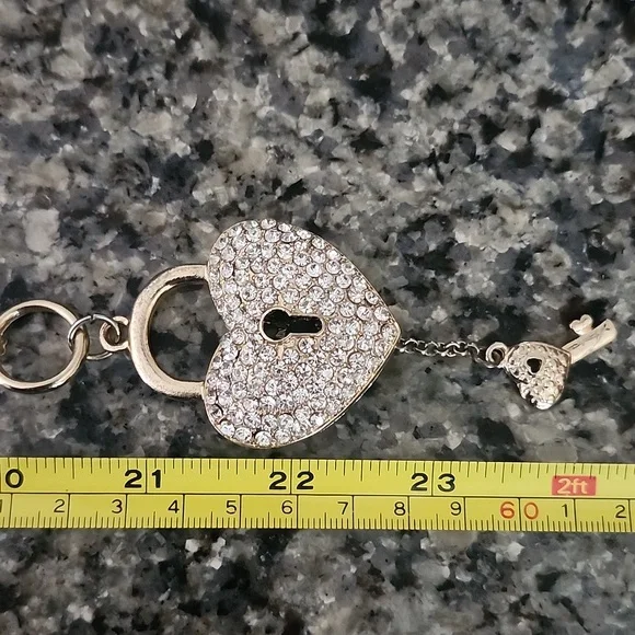 Heart Lock and Key Gold Tone Chain Pendant Necklace - Picture 16 of 16